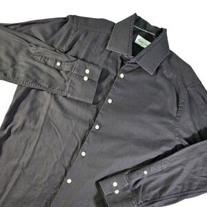 Robert Graham Mens Textured Button Down Shirt Jacquard Black L XL 17 Long Sleeve